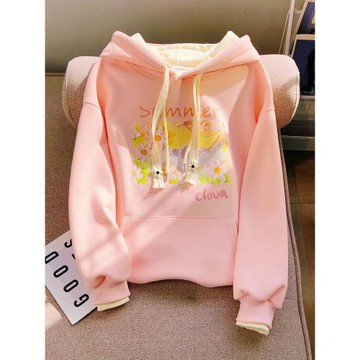 慵懶風粉色加厚韓版小個子衛衣