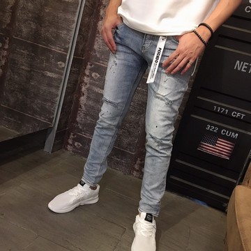 TOP_KOREA 正韓 復古織帶破壞牛仔褲 J273