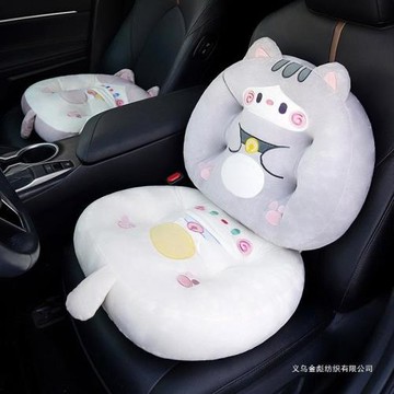 可愛小貓毛絨坐墊科目二三學車練車考試女生專用增高加厚坐墊批發