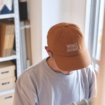 WELL DONE 刺繡棒球帽 純棉老帽 中性款 黃銅釦