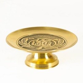 【招財進寶果盤-8英寸-純銅-盤徑19*高6cm-1個/組】招財供果盤 高腳財神水果盤 供碟供盤佛教用品供具,6-7-8寸可選-7501025