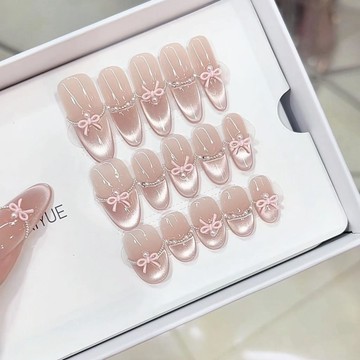 💗Yuki Nail💗純 手工穿戴甲夏季新款可愛甜妹立體蝴蝶法式氣質純欲美甲貼片