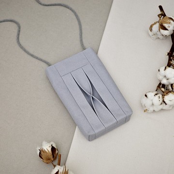 立體打褶 隨身小包 / 手機包 / 斜背 側背 / 帆布包 / 冰灰