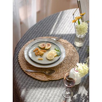 掬涵草編餐墊隔熱墊杯墊碗墊餐廳裝飾墊子西餐墊日式桌墊圓形坐墊