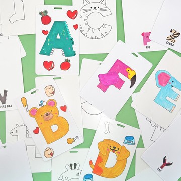 【全新推出】塗鴉英文字母學習卡/26字母親子上色組/早教教材