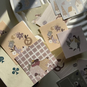 原創手賬素材鹽系輕復古手帳【田野下午茶主題】便簽無粘性