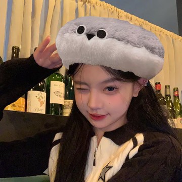 臺出優選🌟薩卡班甲魚貝雷帽可愛保暖表情包趣味帽子防風毛絨百搭套頭帽包頭HM