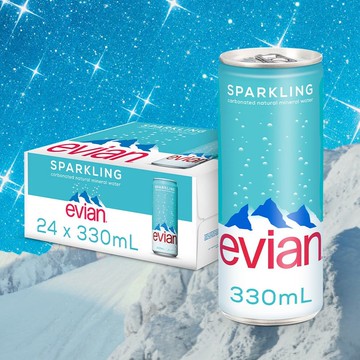 【買１箱送１箱】法國 evian 依雲氣泡礦泉水 330ml