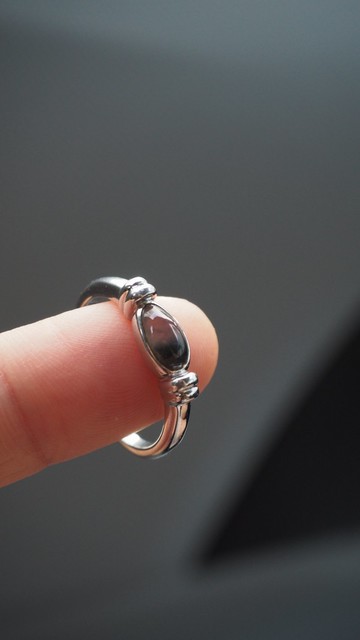 寶淇 -  高冰水滴烏雞銀鑲戒指 - 天然A貨翡翠