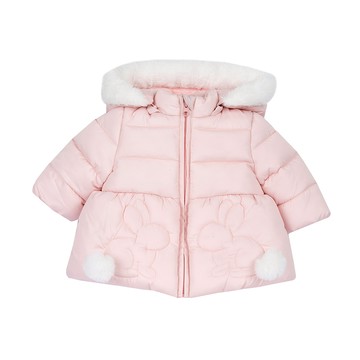 粉紅邦妮-小兔活動帽防潑水舖棉長版外套