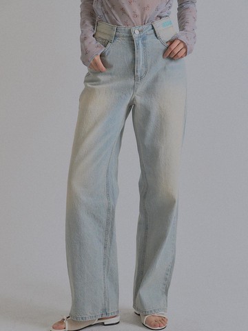 Washed Straight Denim Pants (Ash Blue)