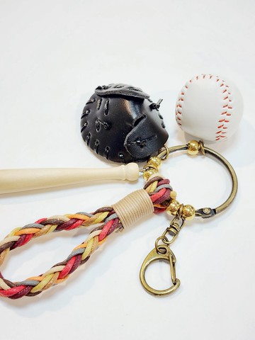 Paris*Le Bonheun。幸福手作。運動系列。棒球(黑)。編織鑰匙圈手