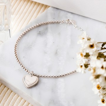 [925純銀]守望相思愛心吊牌手鍊【SL643】-銀