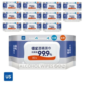 【US BABY 優生】酒精濕巾超厚型 80抽 x12包/箱 24包/箱 酒精濕紙巾 濕紙巾