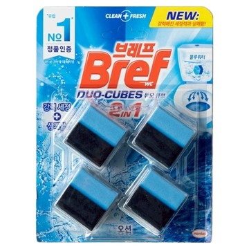 Bref 妙力 投入式馬桶清潔錠 Set 4入 強效衛生洗淨 + 海水藍色  200g  1組