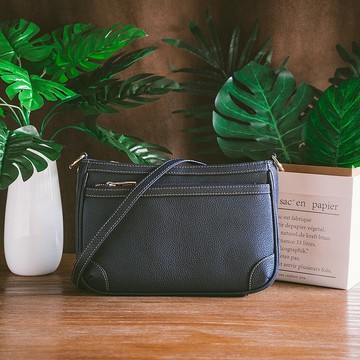 真皮典雅肩背/斜背包 X185 藍