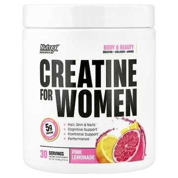 Nutrex Research, 女性肌酸 + 臀部塑型與美容，粉色檸檬水味，11.43 盎司（323.98 克）