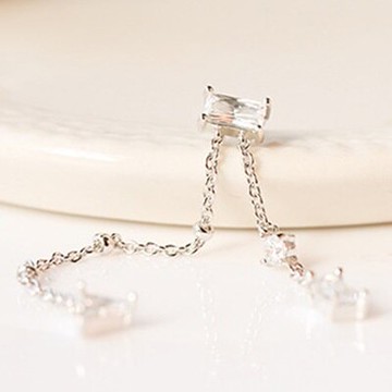 925純銀耳環鑲鑽耳飾-時尚氣質長款流蘇情人節生日禮物女飾品73du32【獨家進口】【米蘭精品】