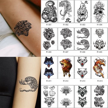 動物老虎野狼猛獸 蝦皮款式最齊全👑大邱紋身👑【T08R】TATTOO 防水 紋身貼紙刺青貼紙紋身貼刺青貼 T08