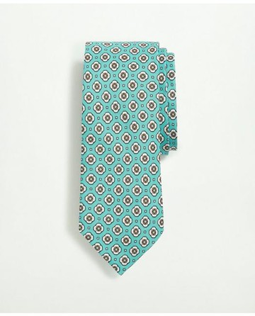 Brooks Brothers Men's Silk Linen Jacquard Dot Tie | Turquoise | Size Regular