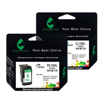 Greenrhino for Canon 1黑1彩 PG745XL + CL746XL 高容量環保墨水匣