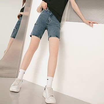 OB嚴選-率性割破棉質牛仔五分褲