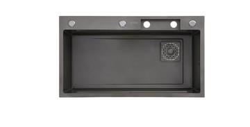 JOMOW超厚6.0鯨魚飛雨瀑布304廚房蜂窩水槽單槽數顯不銹鋼洗菜盆[DD160109]