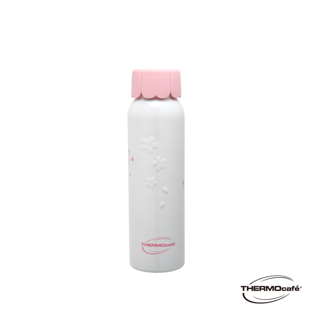 【THERMOcafe' 凱菲】櫻花浮雕不銹鋼保溫杯350ml-白