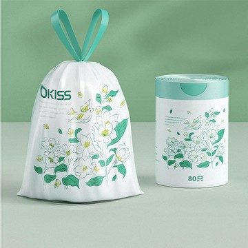 茉莉花香氛免撕手提垃圾袋 80入/卷 茉莉花