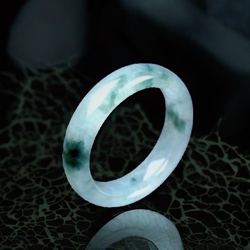 冰種飄花翡翠戒指戒圈 | 國際14.5圍 | 天然緬甸玉翡翠A貨| 送禮