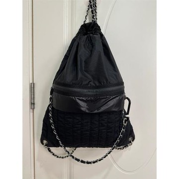 2025新品網紅同款時尚百搭暗黑鏈條尼龍抽口設計單肩雙肩包包女潮