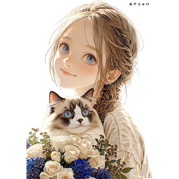 【4 月新品 3】07-120-0014 人物貼紙 春日女孩與動物