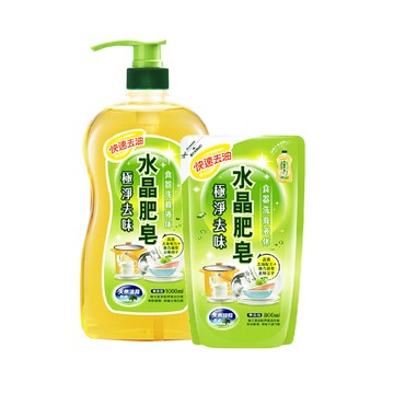 南僑水晶 水晶肥皂食器洗滌液体/洗碗精_蘋果清香兩件組(1000ml+800ml)