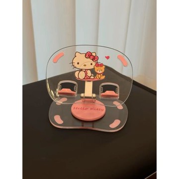 HelloKitty手機平板支架亞克力透明追劇桌面置物架可伸縮卡通可愛