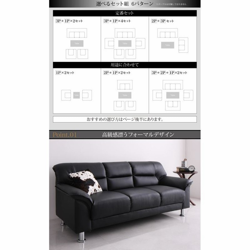 ソファー 3点セット 2人掛けソファ 1人掛け×2脚 2P 1P 応接