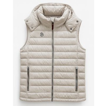 【WILDLAND荒野】女700FP可拆帽輕暖羽絨背心227鵝卵石