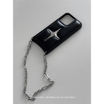 MOKASTUDIOS原創意設計小眾金屬十字星適用蘋果iPhone16promax手機殼可斜挎手腕鏈條15pro保護套全包軟殼防摔