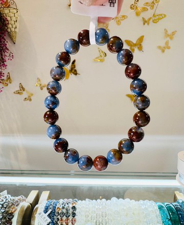 天然小地球藍絨晶水晶8.5mm手珠防甲狀腺亢進加強表能力療癒磁場