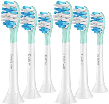 【日本代購】Dealswin 飛利浦Sonicare 電動牙刷用替換刷頭兼容刷頭:自適應清潔高級清潔刷頭去除牙垢常規款高級維尼熊HX9044 C3 C2 W2 G2 等對應6支套裝