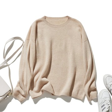 最值得信賴的日常夥伴 簡約設計100%羊毛針織衫 米白色 231110-7