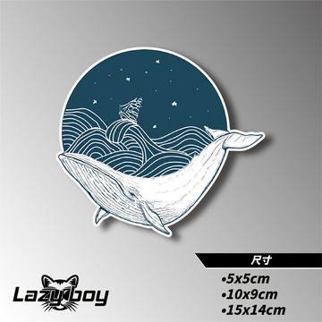 鯨魚 浮世繪 日式海浪 和風 車貼 機車貼紙 汽車貼紙 防水 反光 安全帽 行李箱