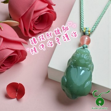 [快速出貨]【Kuder Jewelry生日快!,天然和田碧玉招財貔貅項鍊附藍色六朵玫瑰精油皂禮盒『LINE禮物獨家組合』