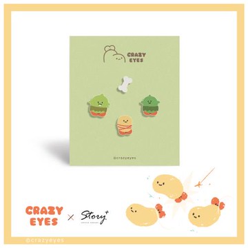 STORY故事銀飾- CrazyEyes經典系列-瘋狂眼珠造型耳環組-蝦布林款