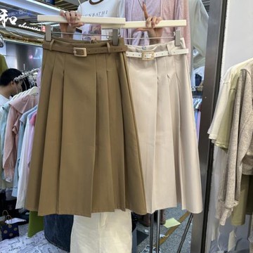 早春新款寬松潮流高腰清新韓國東大門韓版百褶通勤顯瘦百搭半身裙