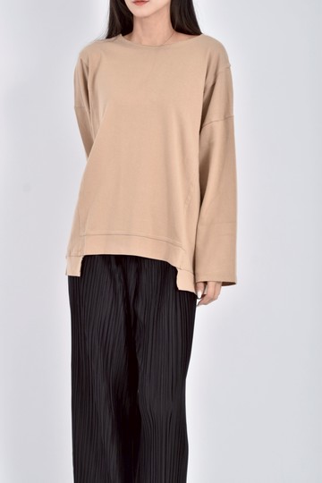 (L) mo bo棉質落肩可可棕色長袖上衣