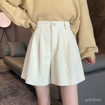 短褲女 秋冬短褲 大碼短褲 闊腳褲女 高腰顯瘦短褲 燈芯絨短褲 A字短褲 小個子短褲 休閒短褲 直筒燈芯絨短褲 休閒褲
