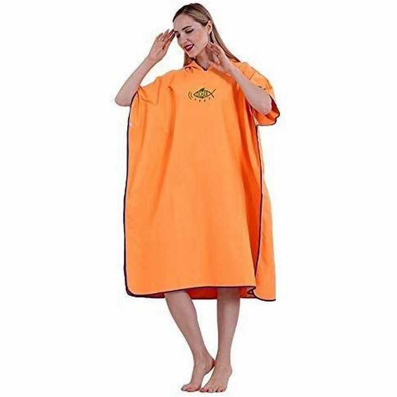 スポーツタオル オレンジ お着替え ポンチョ サーフィン ダイビング プール 男女兼用 速乾吸水 防寒 収納便利 通販 Lineポイント最大get Lineショッピング