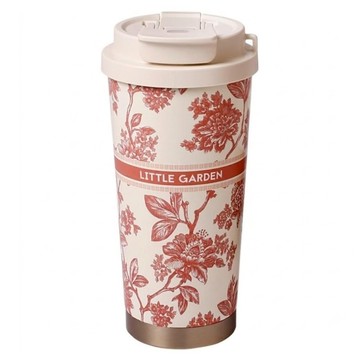 HIKARI 日光生活 青花瓷陶瓷塗層保溫杯 H006-1  胭脂紅  1個  480ml
