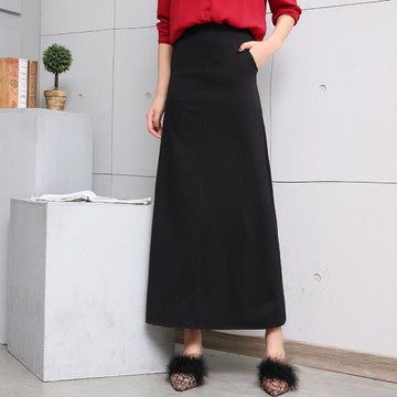 秋冬彈力半身裙女新款港味修身顯瘦半身長裙包臀裙高腰長款a字裙