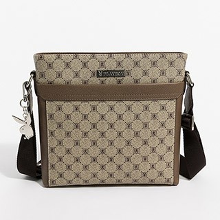 PLAYBOY 下沉式斜背包  Iconic Grid系列 - 咖色